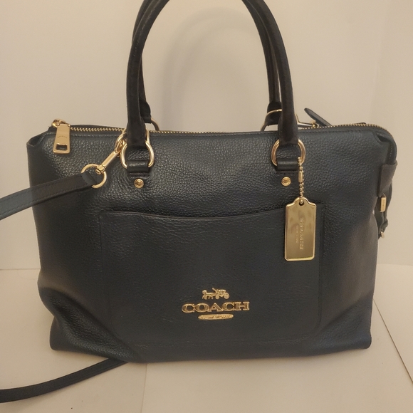 Coach Metallic Denim Exotic Trim Emma Satchel F38054 - Picture 2 of 8